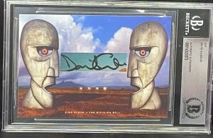 DAVID GILMOUR SIGNED 3.5X5 SLABBED CARD CUT “THE DIVISION BELL” PINK FLOYD BAS COLLECTIBLE MEMORABILIA