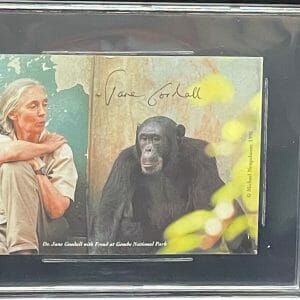 JANE GOODALL Signed Autograph Info Card Encapsulated 6x9 Beckett BAS