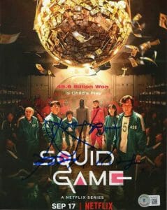 LEE JUNG-JAE SIGNED AUTOGRAPH 8X10 POSTER PHOTO – SQUID GAME STAR VERY RARE! BAS COLLECTIBLE MEMORABILIA