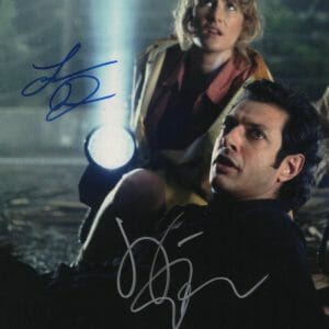 JEFF GOLDBLUM & LAURA DERN SIGNED AUTOGRAPH 11x14 PHOTO - JURASSIC PARK STARS