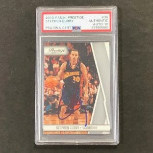 2010-11 PANINI PRESTIGE #36 Stephen Curry Signed Card AUTO 10 PSA Slabbed Warrio
