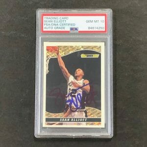 1993 Topps Black Gold #1 Sean Elliott Signed Card Auto 10 PSA Slabbed Spurs
