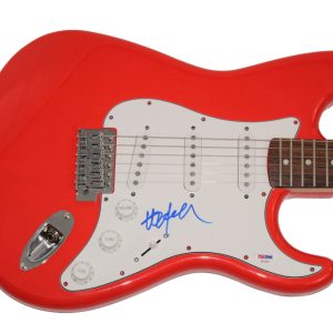 WILLIE NELSON SIGNED AUTOGRAPH FULL SIZE RED FENDER ELECTRIC GUITAR RARE PSA COA