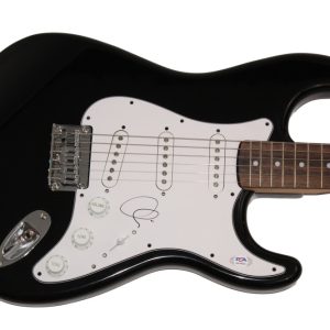 ADAM LEVINE SIGNED AUTOGRAPH FULL SIZE BLACK FENDER ELECTRIC GUITAR MAROON 5 PSA