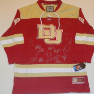 Denver Pioneers 2017 team signed jersey autographed Henrik Borgstrom, Butcher