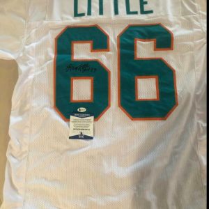 LARRY LITTLE MIAMI DOLPHINS SIGNED AUTOGRAPHED WHITE JERSEY BECKETT WB57743