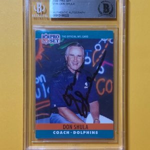 1990 PRO SET DON SHULA #185 AUTHENTIC AUTO BECKETT CERTIFIED HOF DOLPHINS