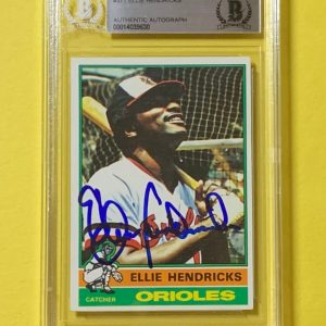 1976 TOPPS ELLIE HENDRICKS #371 AUTHENTIC AUTO BECKETT CERTIFIED ORIOLES
