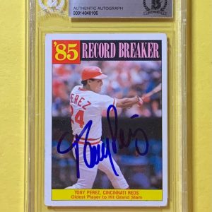 1986 TOPPS TONY PEREZ #205 AUTHENTIC AUTO BECKETT CERTIFIED REDS