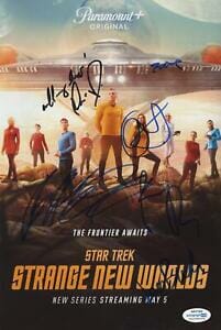"Star Trek: Strange New Worlds" SIGNED Photo - Anson Mount, Rebecca Romijn +4