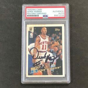 1995-96 Topps #238 Derek Harper Signed Card AUTO PSA Slabbed Knicks