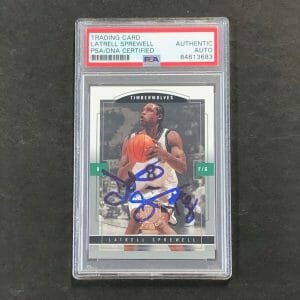 2004 Skybox Limited Edition #92 Latrell Sprewell Signed Card AUTO PSA Slabbed Ti