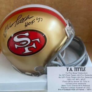 Y.A. TITTLE SAN FRANCISCO 49ERS HOF 77 SIGNED AUTOGRAPHED MINI HELMET