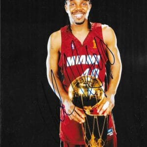 Udonis Haslem signed Miami Heat Championship Trophy 8x10 photo autographed
