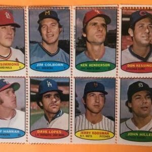 1969 TOPPS PANEL OF 12 STAMPS THURMAN MUNSON SIMMONS KOOSMAN