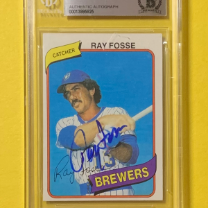 1980 TOPPS RAY FOSSE #327 AUTHENTIC AUTO BECKETT CERTIFIED BREWERS
