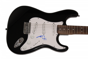 ANGUS YOUNG SIGNED AUTOGRAPH BLACK FENDER ELECTRIC GUITAR HIGHWAY TO HELL W/ JSA COLLECTIBLE MEMORABILIA