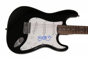 JON BON JOVI SIGNED AUTOGRAPH FULL SIZE BLACK FENDER ELECTRIC GUITAR W/ JSA COA COLLECTIBLE MEMORABILIA