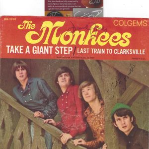 NESMITH JONES TORK Dolenz Signed Vinyl 45 "Take A Giant Step" THE MONKEES JSA