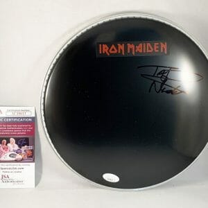Nicko McBrain Signed Drumhead Iron Maiden JSA 2 COA