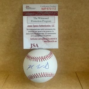 KYLE WRIGHT ATLANTA BRAVES SIGNED AUTOGRAPHED M.L. BASEBALL JSA WP870112