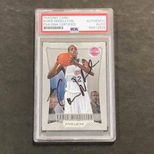 2012-13 Panini Prizm #285 Khris Middleton Signed Card AUTO PSA/DNA Slabbed Pisto