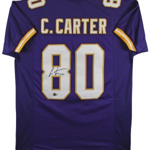 Cris Carter Authentic Signed Purple Pro Style Jersey Autographed BAS Witnessed