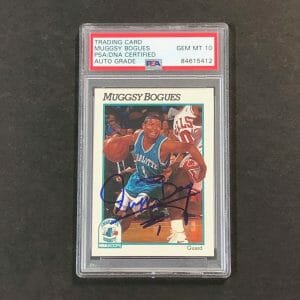 1991-92 NBA Hoops #18 Tyrone Muggsy Bogues Signed AUTO 10 PSA Slabbed Hornets