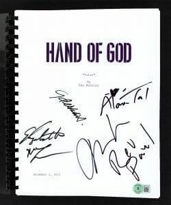 HAND OF GOD (4) MORRIS, TAL, DILLAHUNT +1 SIGNED PILOT TV SCRIPT BAS #AB77612 COLLECTIBLE MEMORABILIA