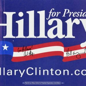 Clinton Family (3) Bill, Hillary & Chelsea Signed 14x21.5 Campaign Sign BAS