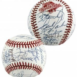 1988 Athletics (28) LaRussa, McGwire Henderson WS Logo Oml Baseball BAS #AB77649