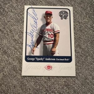 SPARKY ANDERSON SIGNED AUTOGRAPHED 2001 FLEER GREATS OF THE GAME CARD