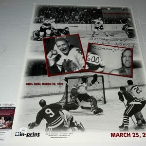 Bobby Hull signed Chicago Blackhawks 24x18 Poster W Inscriptions autographed JSA