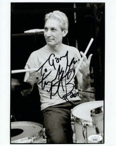 CHARLIE WATTS HAND SIGNED 8×10 PHOTO THE ROLLING STONES TO GARY JSA COLLECTIBLE MEMORABILIA