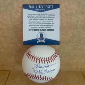 FELIX MILLAN METS 73 N.L. CHAMPS SIGNED AUTOGRAPHED M.L. BASEBALL BAS AA45333
