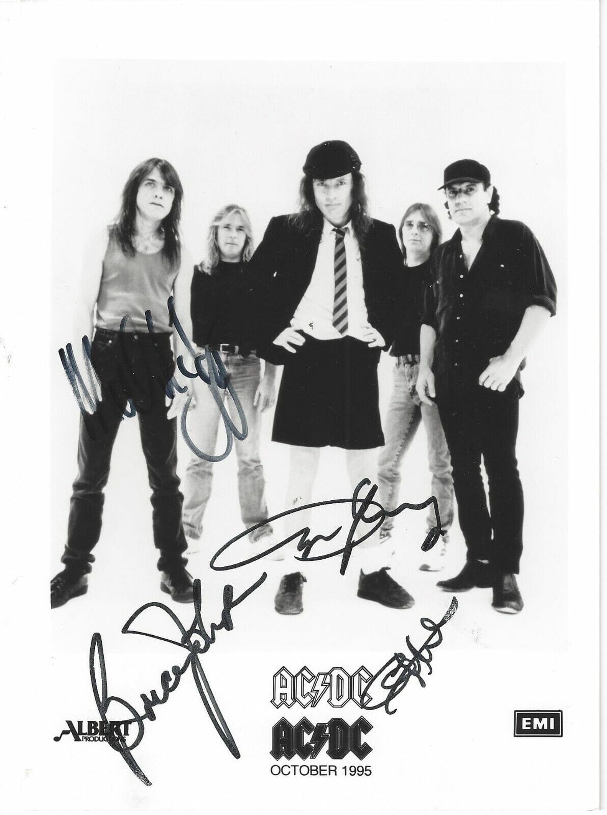 M ANGUS YOUNG JOHNSON B JOHNSON C WILLIAMS Signed Autograph 5x7 Photo ...