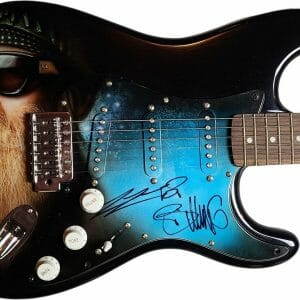 ZZ Top Billy Gibbons Signed Fender Hand Airbrushed Painting Guitar UACC AFTAL