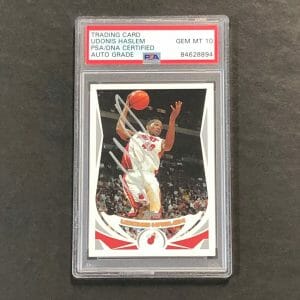 2004 Topps #12 Udonis Haslem Signed Card AUTO 10 PSA Slabbed Heat