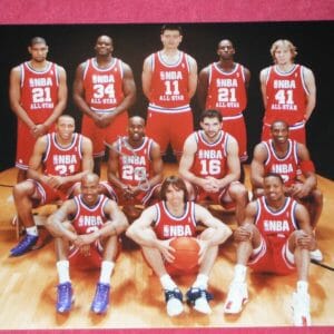 2003 NBA ALL STAR TEAM PHOTO SIGNED BY GARY PAYTON LOS ANGELES LAKERS