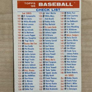 1956 TOPPS 2ND SERIES CHECKLIST EX MARKED