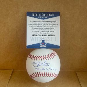 SHANE BIEBER INDIANS 2020 AL CY YOUNG SIGNED AUTO M.L. BASEBALL BAS WF77949