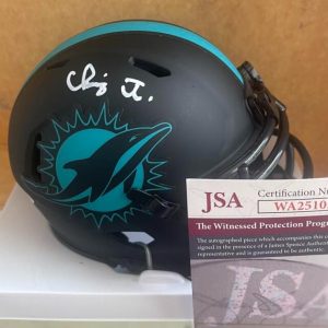 CHANNING TINDALL MIAMI DOLPHINS SIGNED ECLIPSE MINI HELMET JSA WA251053