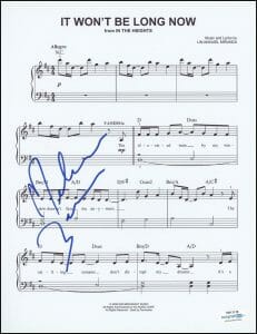 MELISSA BARRERA “IN THE HEIGHTS” SIGNED ‘IT WON’T BE LONG NOW’ SHEET MUSIC ACOA COLLECTIBLE MEMORABILIA