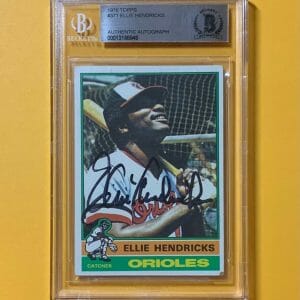 1976 TOPPS ELLIE HENDRICKS #371 AUTHENTIC AUTO BECKETT CERTIFIED ORIOLES