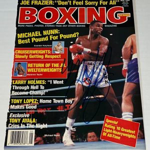 Michael Nunn signed Boxing Magazine Page autographed