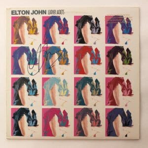 ELTON JOHN SIGNED AUTOGRAPH ALBUM VINYL RECORD – LEATHER JACKET RARE! JSA COA COLLECTIBLE MEMORABILIA