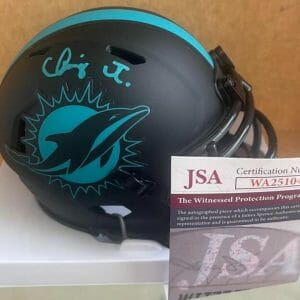 CHANNING TINDALL MIAMI DOLPHINS SIGNED ECLIPSE MINI HELMET JSA WA251042