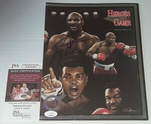 LARRY HOLMES SIGNED HEROES OF THE GAME MAGAZINE AUTOGRAPHED BOXING CHAMP JSA COLLECTIBLE MEMORABILIA
