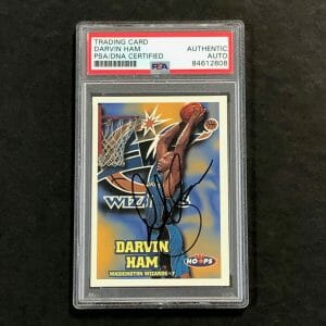 1997-98 NBA Hoops #327 Darvin Ham Signed Card AUTO PSA Slabbed Wizards