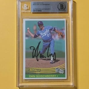 1984 DONRUSS DAN QUISENBERRY #583 AUTHENTIC AUTO BECKETT CERTIFIED ROYALS